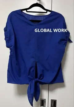 【GLOBAL WORK】 ネイビー 半袖ブラウス　Mサイズ