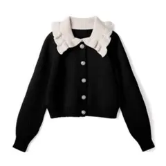 GRL 配色ビジューボタンフリルカラーカーディガン[dr315]