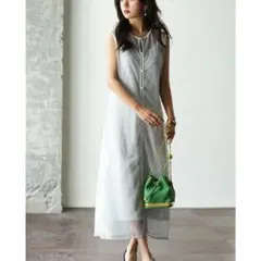 セゾンドパピヨン メッシュワンピース＆キャミワンピースセット グレー Mサイズ