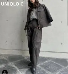 ユニクロ C コットンワイドパンツ　バレルレッグパンツ