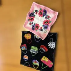 フェイラーの花柄とバッグデザインのタオルハンカチ ２枚組