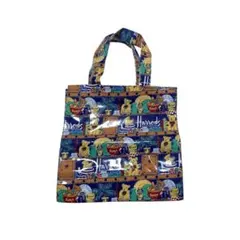 未使用 HARRODS ハロッズ ビニールトートバッグ Sサイズ ベア柄 紺