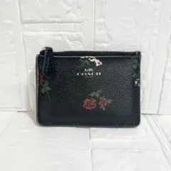 COACH コーチ コインケース パスケース 薔薇 クロスステッチ 黒