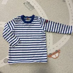 青と白のストライプ長袖Tシャツ F(70-80)サイズ
