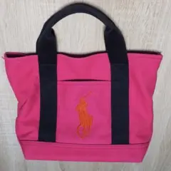 ポロ ラルフローレン ビッグポニー キャンバス ミニトートバッグ　ピンク