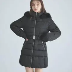 美品 値下げ可 INGNI ファーフード付ウエストベルトエコダウンコート イング