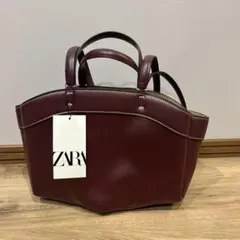 ZARA バーガンディ ショルダーバッグ