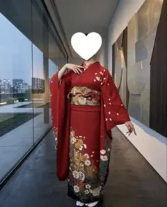【小柄な方向け】振袖 赤 古典柄 桜 成人式 卒業式 フルセット 低身長振袖