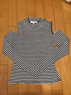 黒と白のボーダー　長袖トップス　 Fサイズ