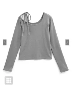 ❗️即購入で値下げ可.GRLリボンワンショルテレコリブトップス[gn310]グレー