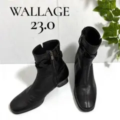 【美品】WALLAGE ワレージ 本革 ショートブーツ 23cm EEE 黒