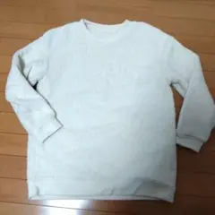 クリーム色 フリース クルーネック トレーナー