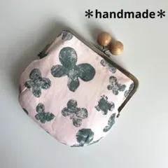 ハンドメイド　木玉のがま口ポーチ　ミナペルホネン　memoria