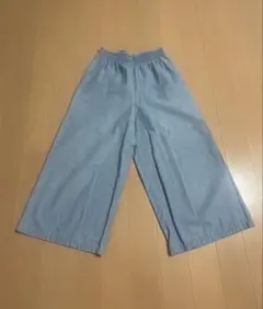 ユニクロ　ワイドパンツ　ライトブルー　キッズ　150cm 総ゴム　ガウチョパンツ