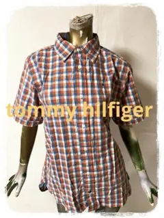 ☘️T19691☘️tommy hilfiger フラッグロゴ チェックシャツ L