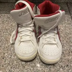 ASICS バスケットボールシューズ ハイカット ホワイト/レッド　22.5