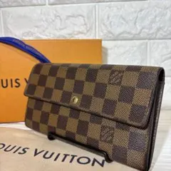 【極美品】ルイヴィトン ダミエ ポルトフォイユサラ 二つ折り長財布 札入れ 茶