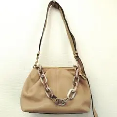 【T】ANAYI　アナイ　ベージュ　レザー　ショルダーバッグ　2WAYショルダーのサムネイル
