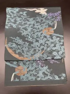 高級　正絹　洒落帯　名古屋帯　アンティーク　古典柄　植物　月　301