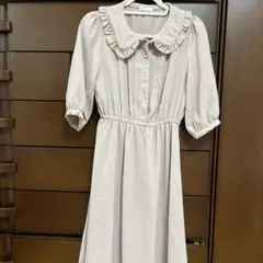 C.O.L.Z.A フリル襟 半袖ロングワンピース　五分袖　七分袖　裏地あり