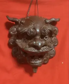 沖縄　シーサー　壺屋焼　レリーフ　壁掛け　頭　顔　陶器製　琉球　鬼瓦　魔除けのサムネイル