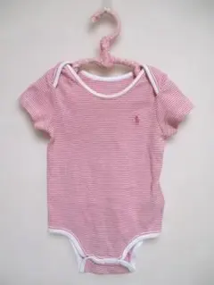 Ralph Lauren ベビー ロンパース ピンク ボーダー 9Mのサムネイル