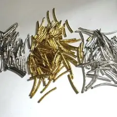 総個数約4070個！メタルパイプビーズ　曲線　チューブ　ゴールド　シルバー　貫通