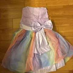 子供用ドレス 120サイズ パニエ付き レインボーカラー 。結婚式で一回のみ使用