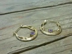 【新品】フープピアス/シルバー925/アメジスト/ハートシェイプ