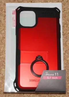 新品★エレコム iPhone11 ゼロショック リング付き レッド