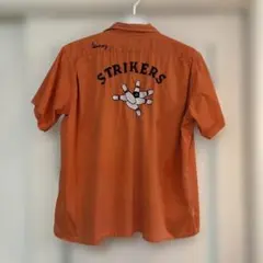 50s- ボーリングシャツ イエロー XL相当 フロッキー/チェーンステッチ