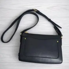 美品☆コールハーン レザー ショルダーバッグ ブラック ゴールド金具 スリム