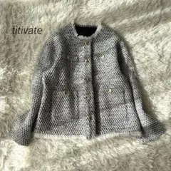 titivate ツイード ノーカラージャケット ゴールドボタン M 卒入学式