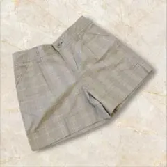 ユニクロ　ショートパンツ　フリーサイズ　グレー　チェック柄　ポケット