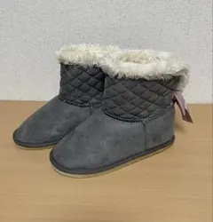 any FAM グレー ファー付きリボンブーツ18.0cm