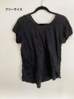 半袖シャツ 黒 シンプル 【フリーサイズ】レディース古着 ヨガ