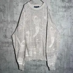 希少⭐️ヴィンテージ 3D ニット ゴルフ柄 総柄 XXL ゆるダボ 太アーム