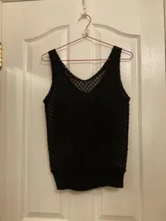 HONEY CREEPER メッシュ編みニットベスト ブラック