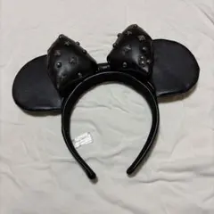 スタッズ付き黒ミッキーマウス耳カチューシャ