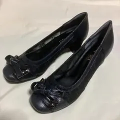 ヒルズアヴェニュー パンプス　黒色　23.0cm 新品 メッシュデザイン　本革