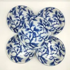 【未使用】たち吉 染付花鳥 中鉢 5客セット