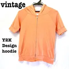 美品【 vintage 】Y2Kデザイン　半袖パーカー　レトロデザイン