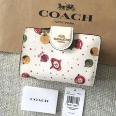 COACH アップルプリント 二つ折り財布 並行輸入品:アウトレット品