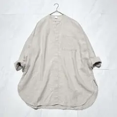 美品 ヴラスブラム アンティークシャツ 洗える リネン100% チュニック 