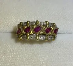 18K刻印 /1.00ct】18金 ルビー ダイヤモンド クロスデザインリング 