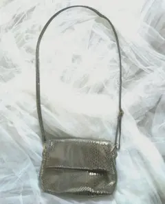 シルバー ヘビ柄 　クロスボディバッグ　ショルダーバッグ　パーティーバッグ