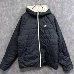 NIKE リバーシブル 中綿ナイロンジャケット ブラック×ホワイト メンズ古着