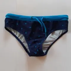 男の子用水着 ネイビーと青 植物模様