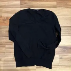 コムサイズム　ブラック Vネック 長袖ニット L美品