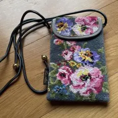 花柄スマホショルダーバッグ　レイクアルスター　携帯ケース　薔薇シェニール織のサムネイル